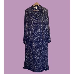 Judith Hart 2 Piece Navy Blue Crinkle Top Dressy Skirt Set Sz XL